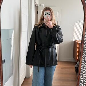 Vintage East 5th Black Leather Tie Jacket